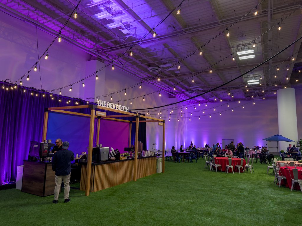 Modern Beverage Booth at Business Networking Event